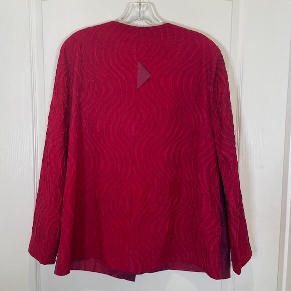 Hulda Bridgeman Lagenlook Silk Jacket Art-to-Wear Fiber Artist Red Raspberry M - Picture 5 of 5